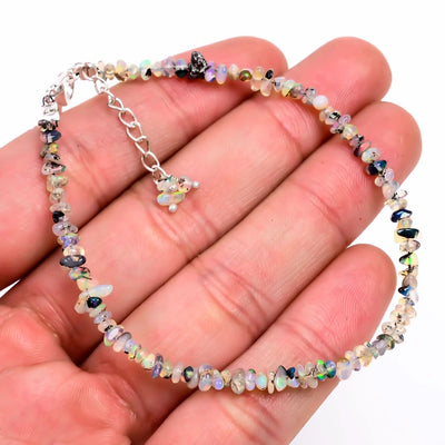 Blue Fire Ethiopian Opal Chips Bracelet in Brass – 11–13 Ct