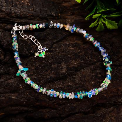 Brilliant 13 Ct Blue Fire Ethiopian Opal Bracelet styled in 925 silver