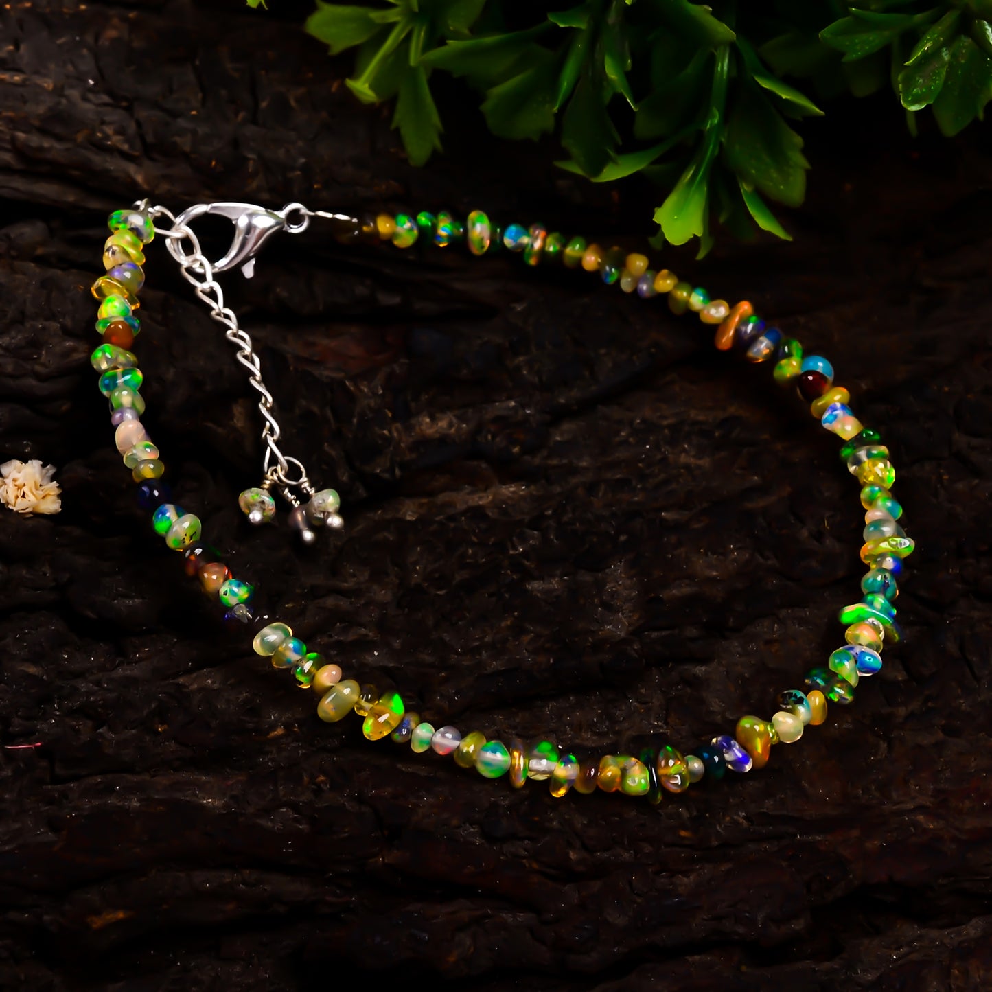 Premium Quality 13 Ct Yellow Opal Chips Bracelet mounted on 925 Silver