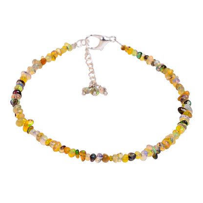 Handcrafted 13 Ct Yellow Fire Opal Chips Bracelet designed with 925 silver