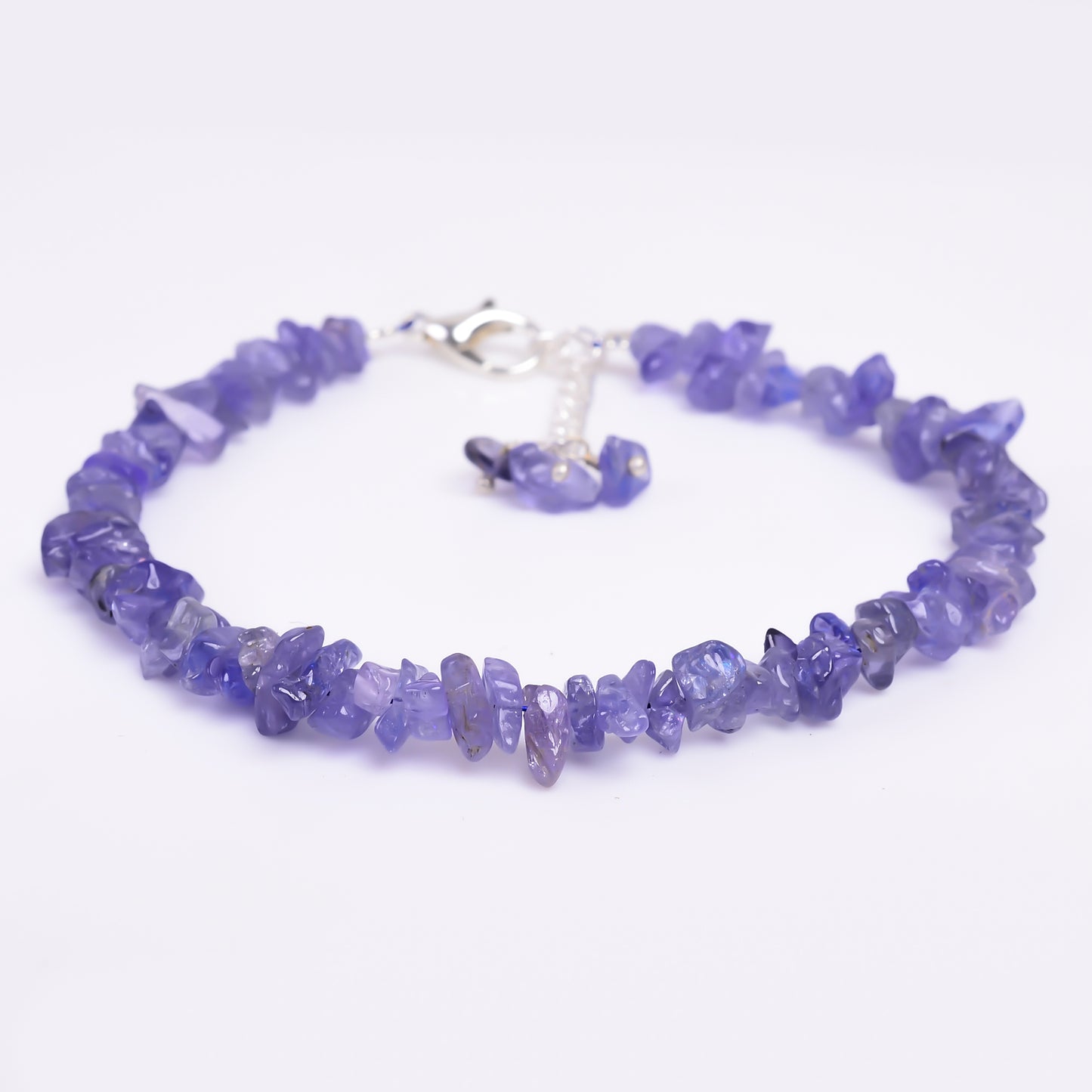 Natural Tanzanite Chips Nuggets Crystal Bracelet Women Jewelry, Raw Chips Nuggets Beaded Bracelets, Bracelet, Special Event Jewelry, Silver Plated 8 inch Bracelets