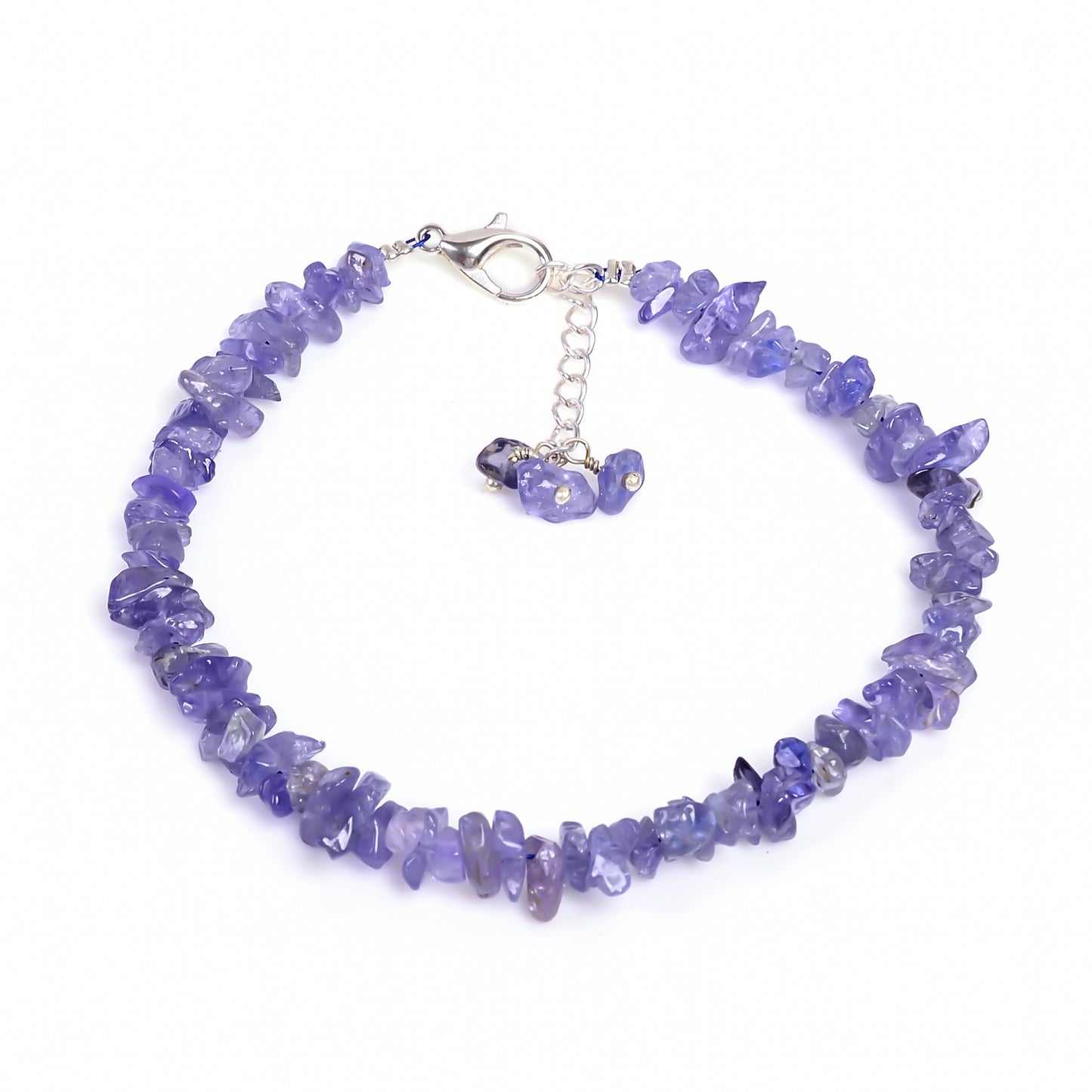 Natural Tanzanite Chips Nuggets Crystal Bracelet Women Jewelry, Raw Chips Nuggets Beaded Bracelets, Bracelet, Special Event Jewelry, Silver Plated 8 inch Bracelets