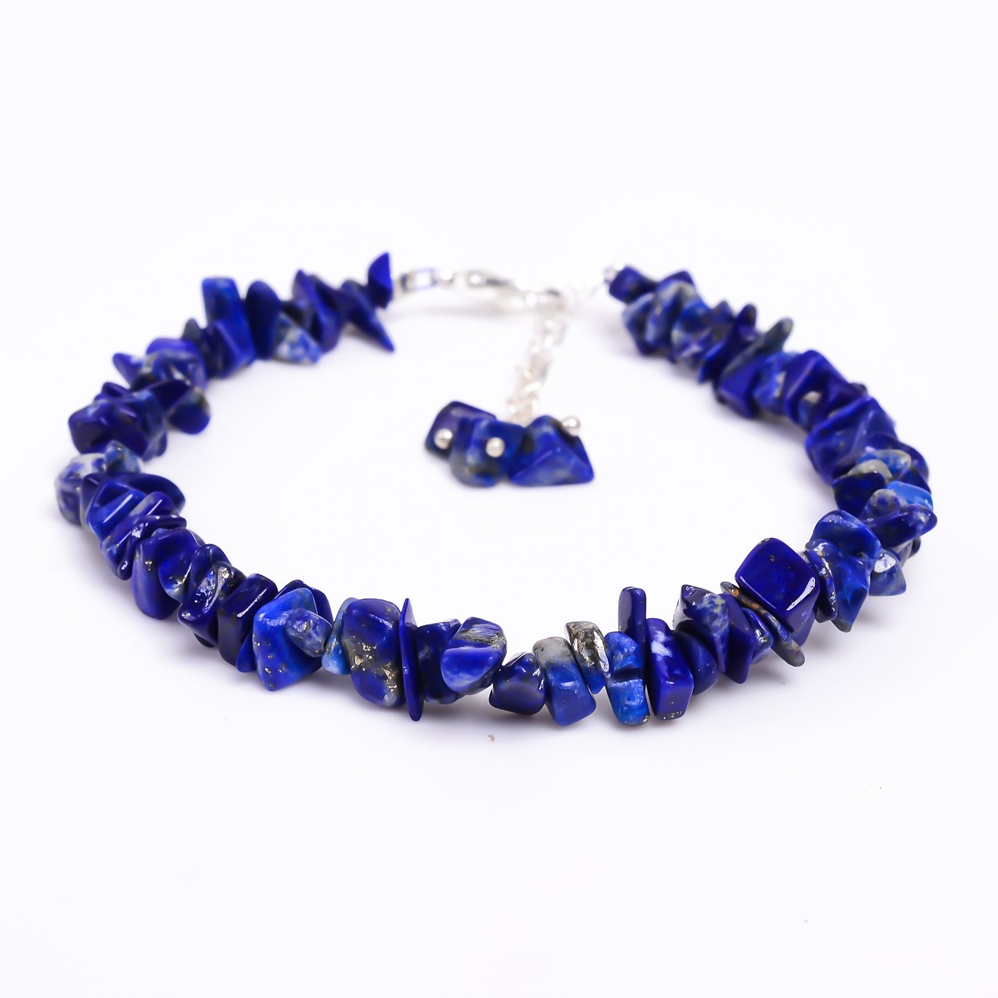 Natural Lapis Lazuli Crystal Bracelet Women Jewelry, Raw Chips Nuggets Beaded Bracelets, Bracelet, Special Event Jewelry, Silver Plated 8 inch Bracelets