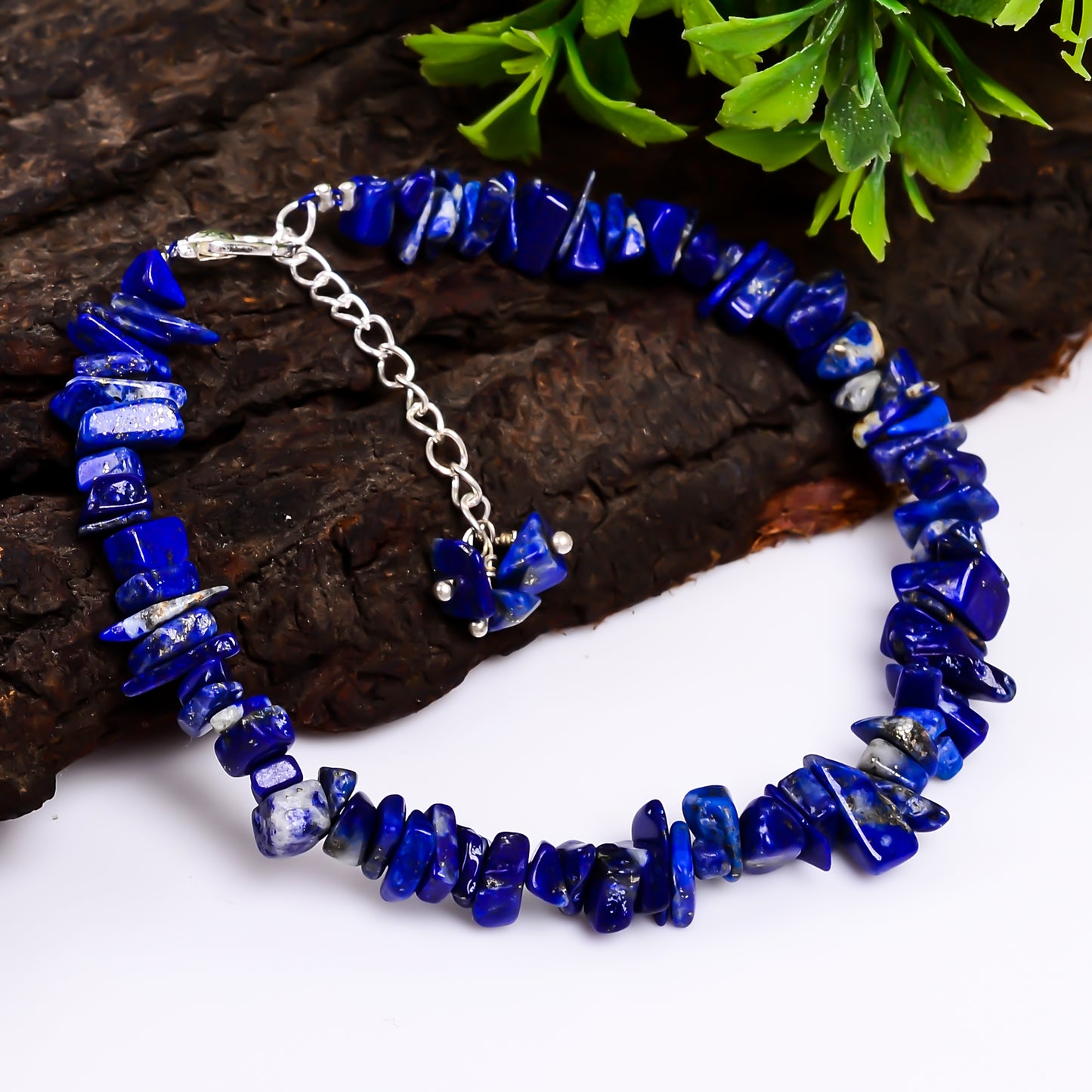 Natural Lapis Lazuli Crystal Bracelet Women Jewelry, Raw Chips Nuggets Beaded Bracelets, Bracelet, Special Event Jewelry, Silver Plated 8 inch Bracelets