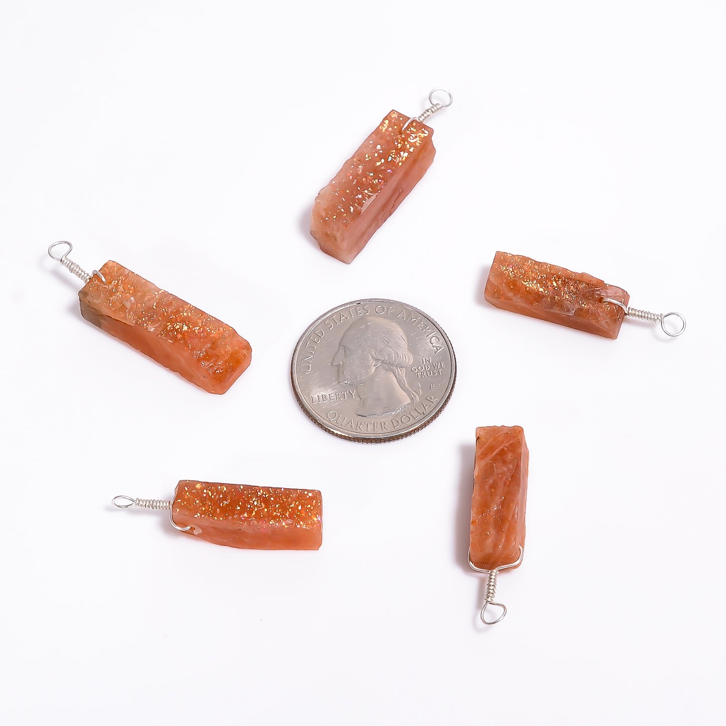 Sunstone raw bar pendant necklace placed in aesthetic setup showing healing chakra stone and silver chain