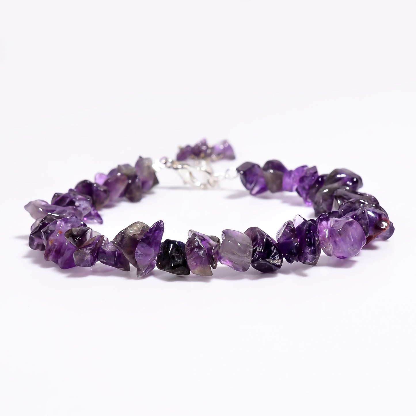 Natural Amethyst Chips Nuggets Crystal Bracelet Women Jewelry, Raw Chips Nuggets Beaded Bracelets, 8 inch (Copy)