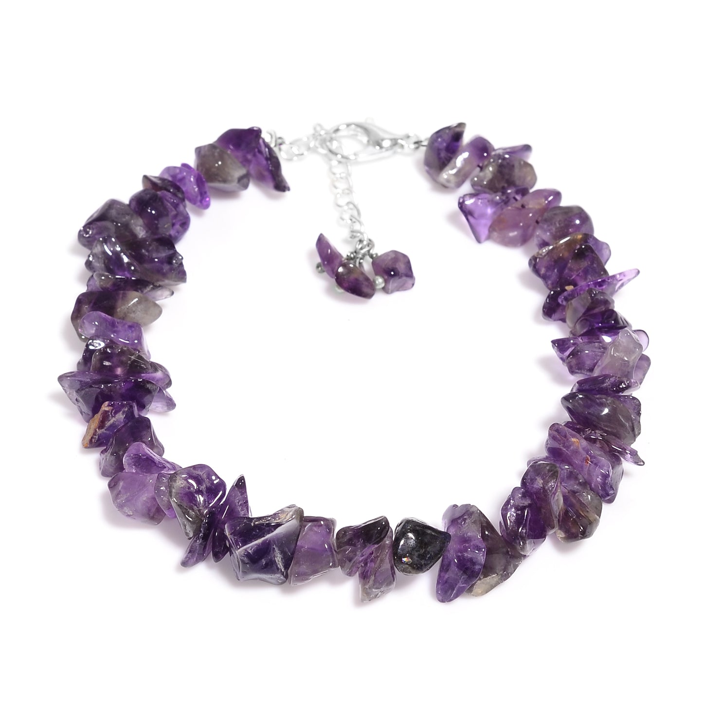 Natural Amethyst Chips Nuggets Crystal Bracelet Women Jewelry, Raw Chips Nuggets Beaded Bracelets, 8 inch (Copy)