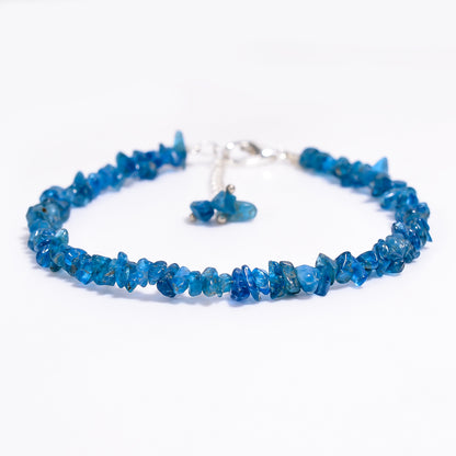 Natural Apatite Chips Nuggets Crystal Bracelet Women Jewelry, Raw Chips Nuggets Beaded Bracelets, 8 inch