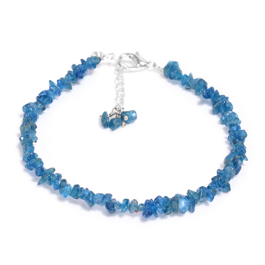 Natural Apatite Chips Nuggets Crystal Bracelet Women Jewelry, Raw Chips Nuggets Beaded Bracelets, 8 inch