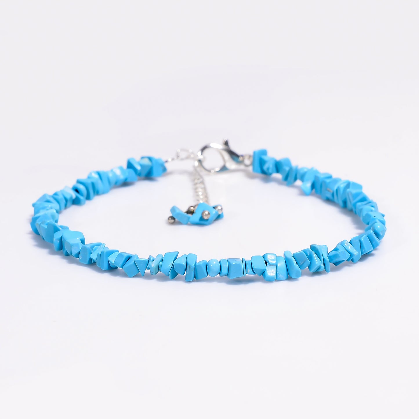 Natural Turquoise Chips Nuggets Crystal Bracelet Women Jewelry, Raw Chips Nuggets Beaded Bracelets, 8 inch