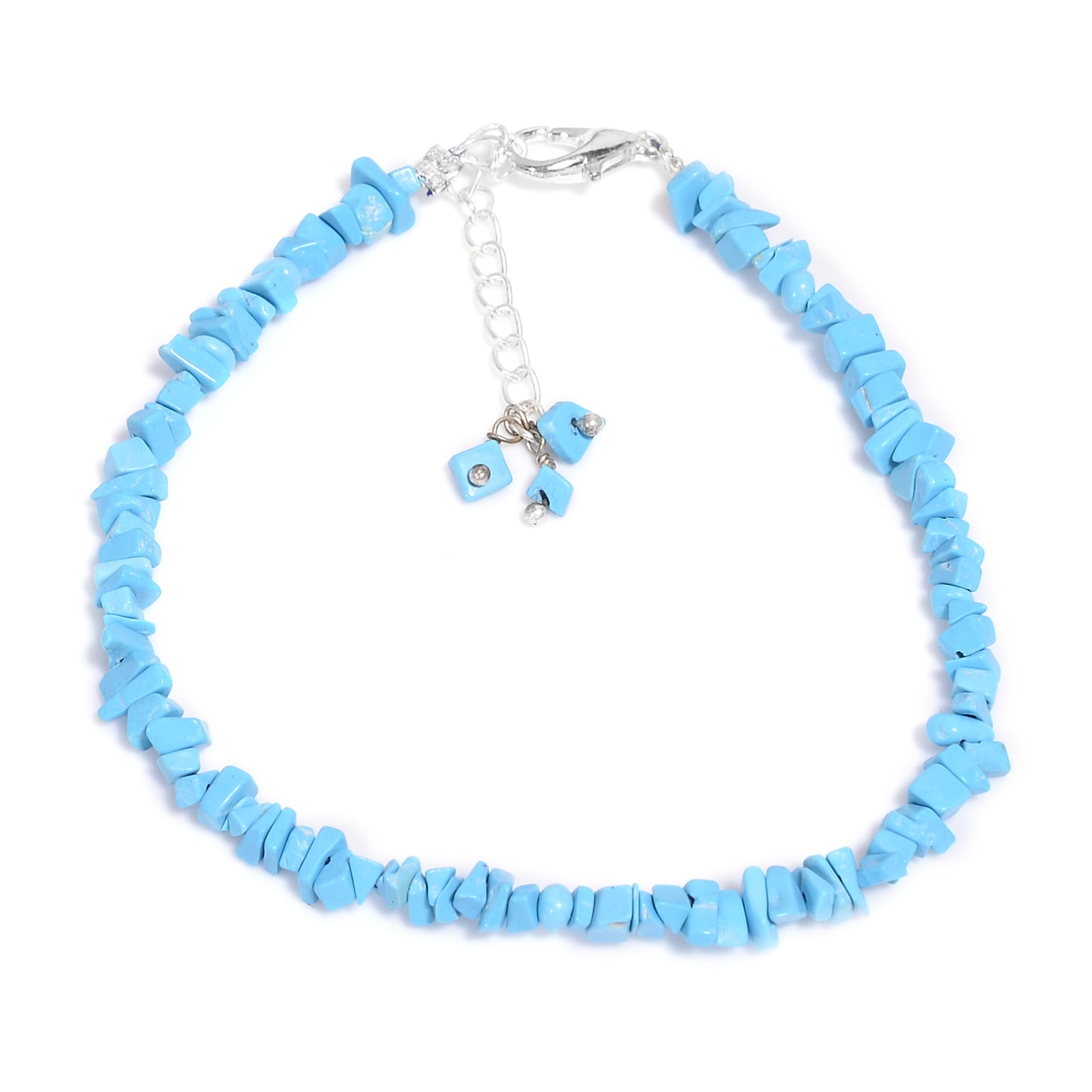 Natural Turquoise Chips Nuggets Crystal Bracelet Women Jewelry, Raw Chips Nuggets Beaded Bracelets, 8 inch