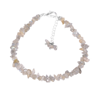 Natural Labradorite Chips Nuggets Crystal Bracelet Women Jewelry, Raw Chips Nuggets Beaded Bracelets, 8 inch