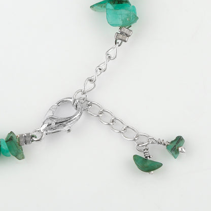 Natural Emerlad Chips Nuggets Crystal Bracelet Women Jewelry, Raw Chips Nuggets Beaded Bracelets, 8 inch