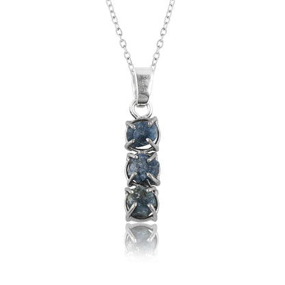 Elegant Natural Sapphire Raw Crystal Pendant Necklace in silver-plated 16 Inch Chain