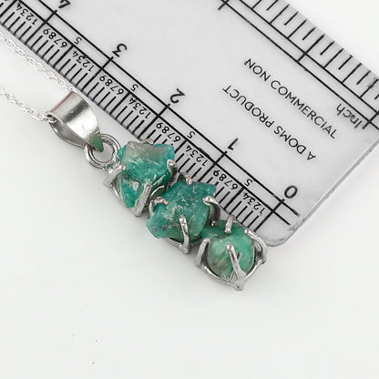 Healing Gemstone Energy with this Natural Emerald Raw Pendant Necklace 