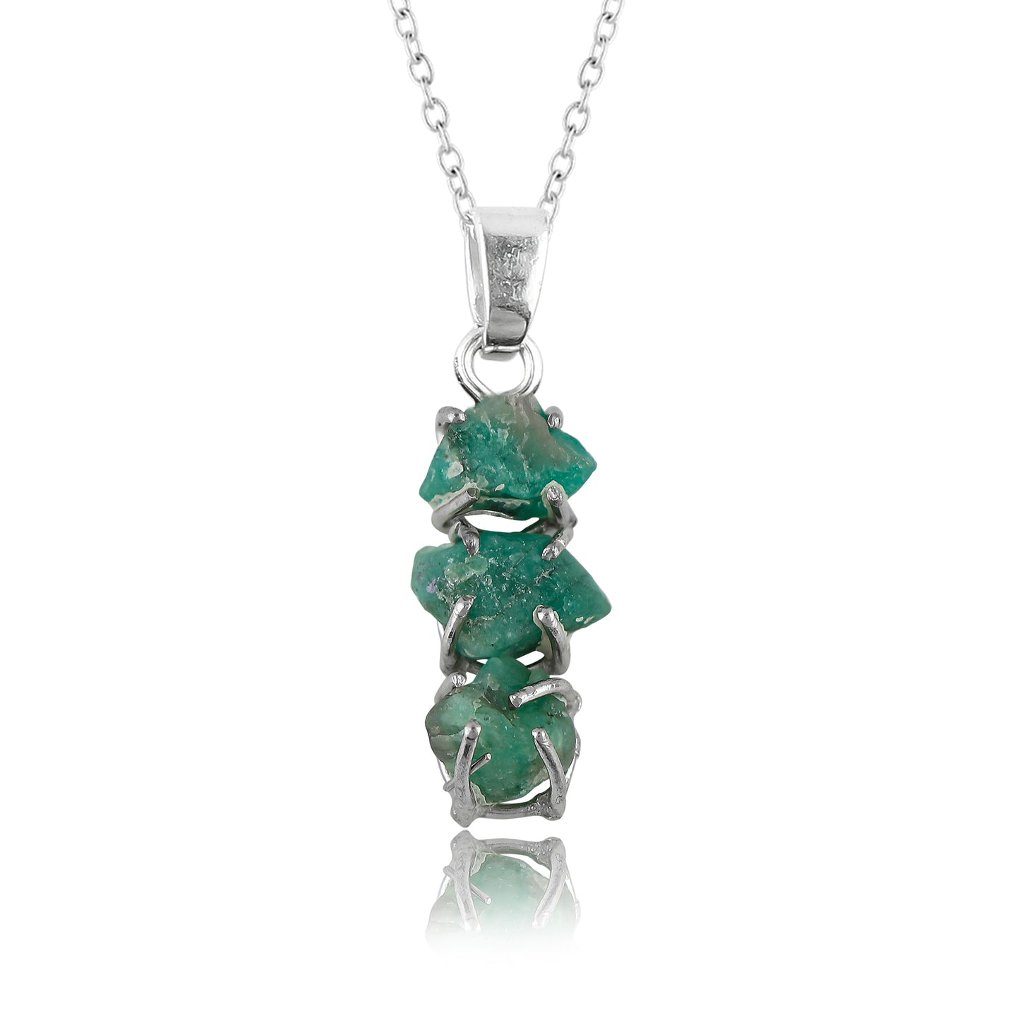 Emerald Raw Crystal Pendant Necklace crafted with a AA+ Natural Raw Gemstone