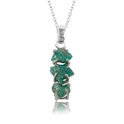 Emerald Raw Crystal Pendant Necklace crafted with a AA+ Natural Raw Gemstone