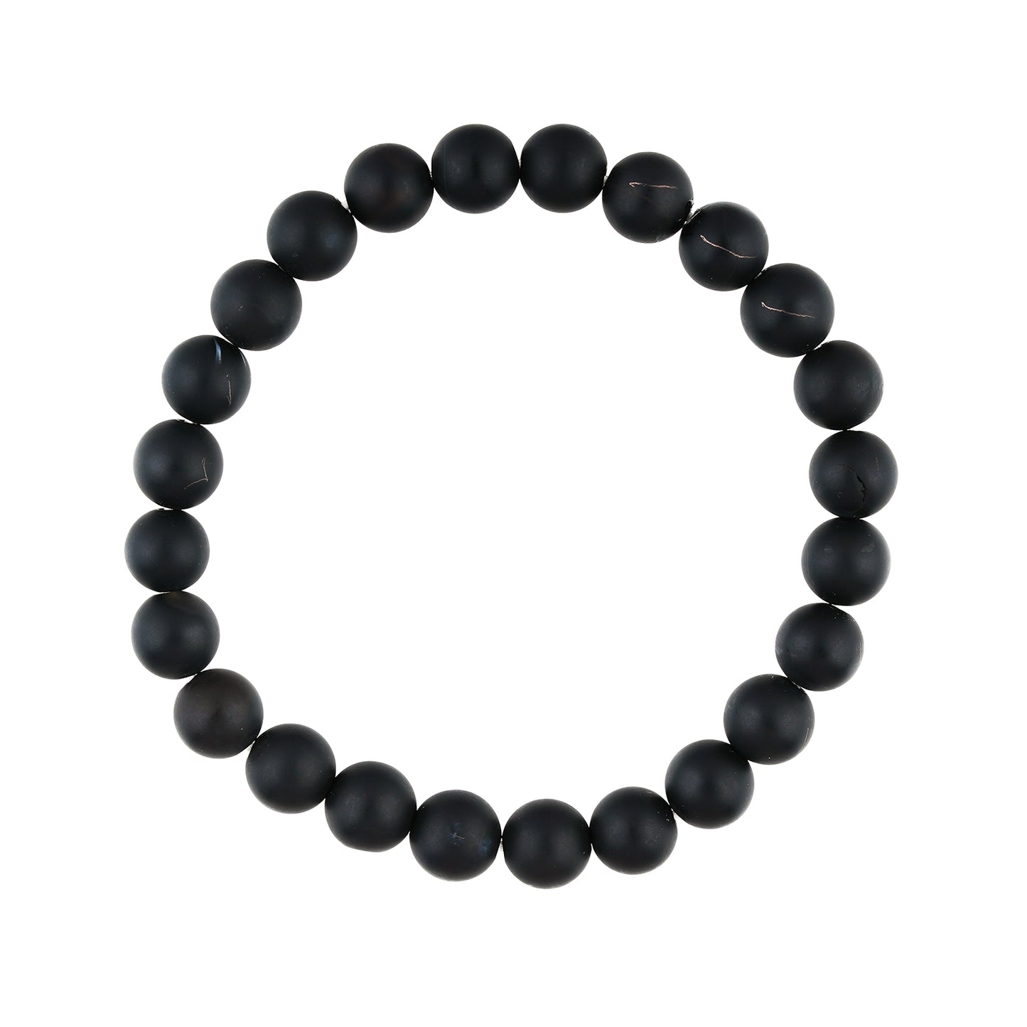 Black Onyx Matte Beaded Bracelet – Natural Gemstone Elastic Stretch Bracelet for Men & Women | Minimal Beaded Bracelet
