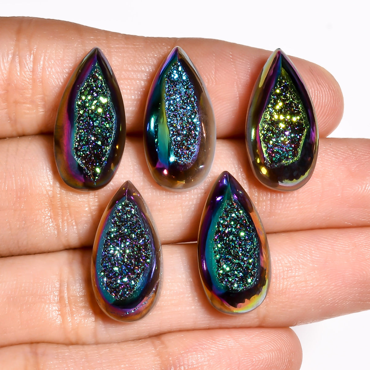 Titanium Druzy Green Pear Window loose gemstone - view 9