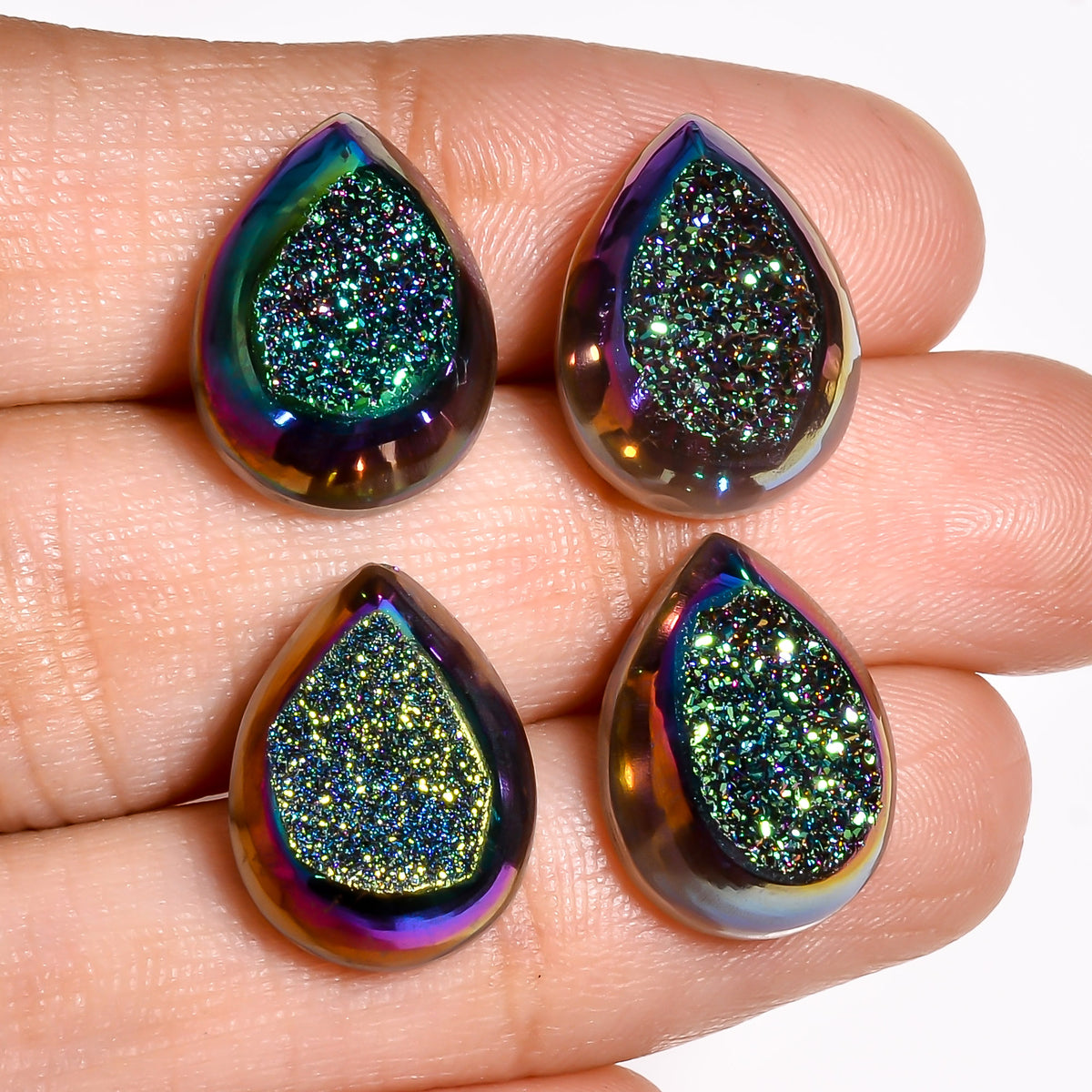Titanium Druzy Green Pear Window loose gemstone - view 6