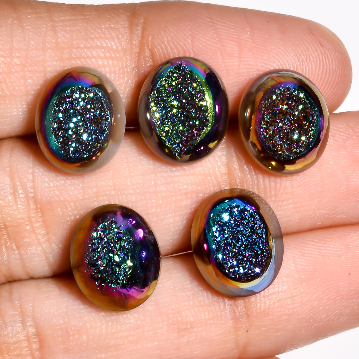 Titanium Druzy Green Oval Window loose gemstone - view 3