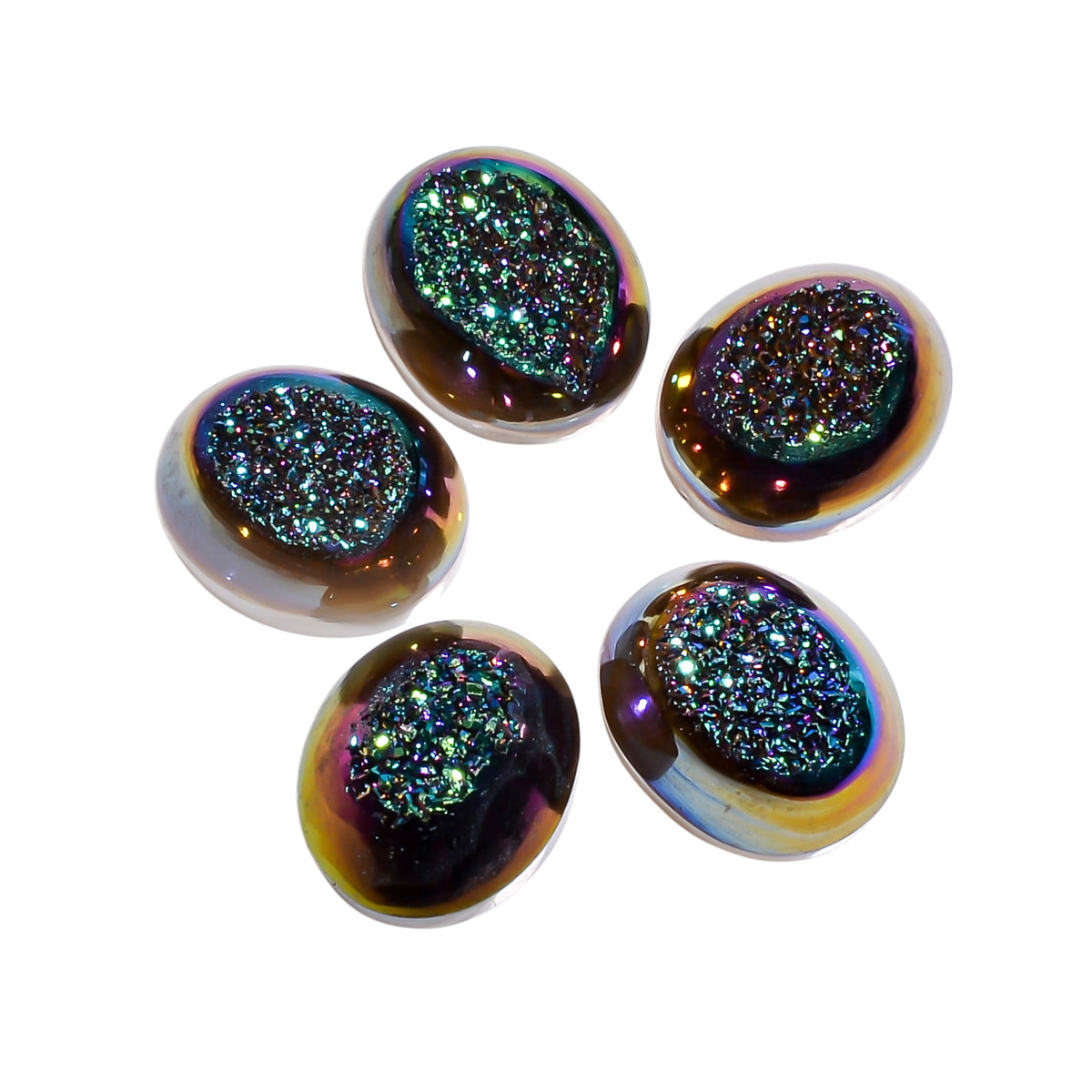 Titanium Druzy Green Oval Window loose gemstone - view 1