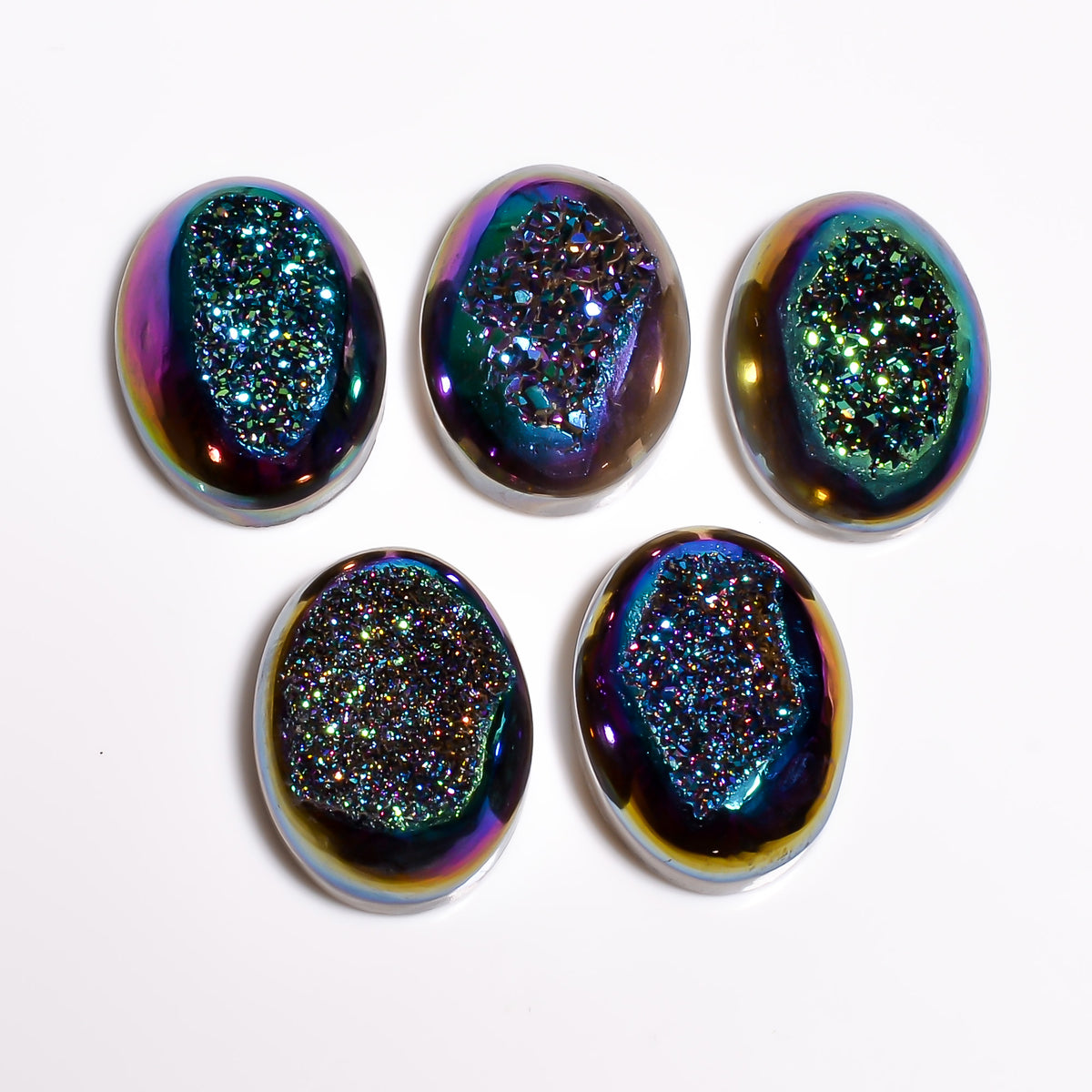 Titanium Druzy Green Oval Window loose gemstone - view 5