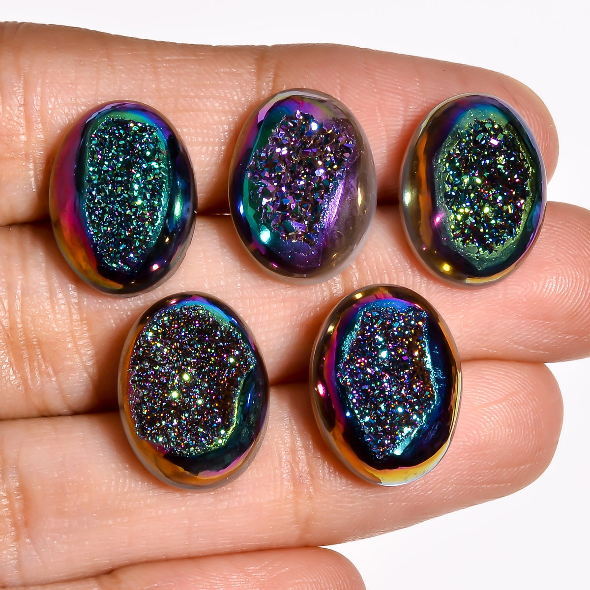 Titanium Druzy Green Oval Window loose gemstone - view 6