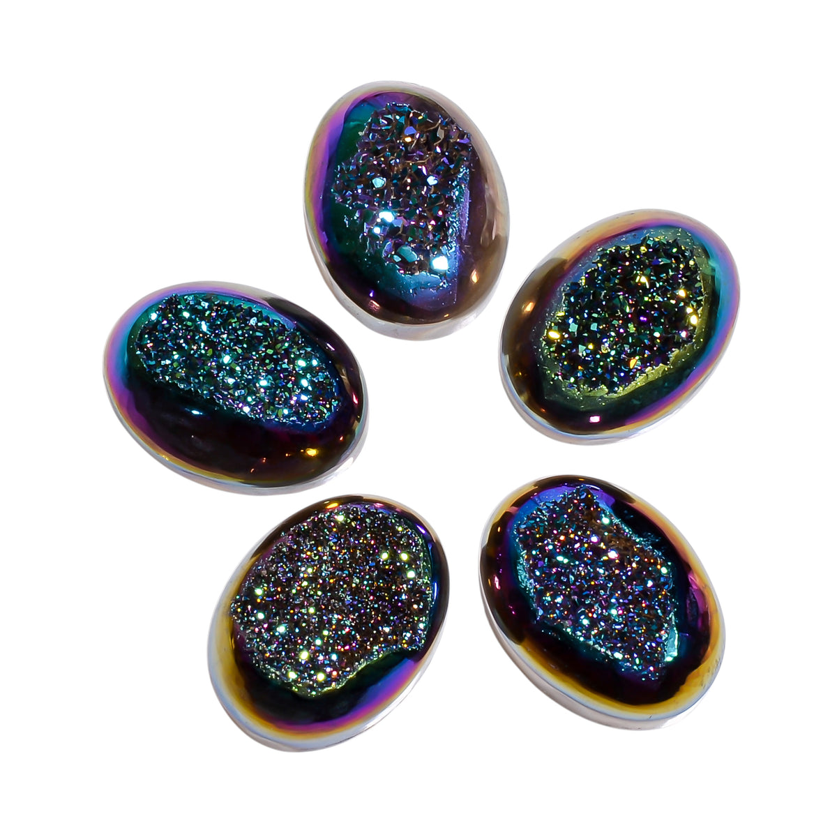Titanium Druzy Green Oval Window loose gemstone - view 4