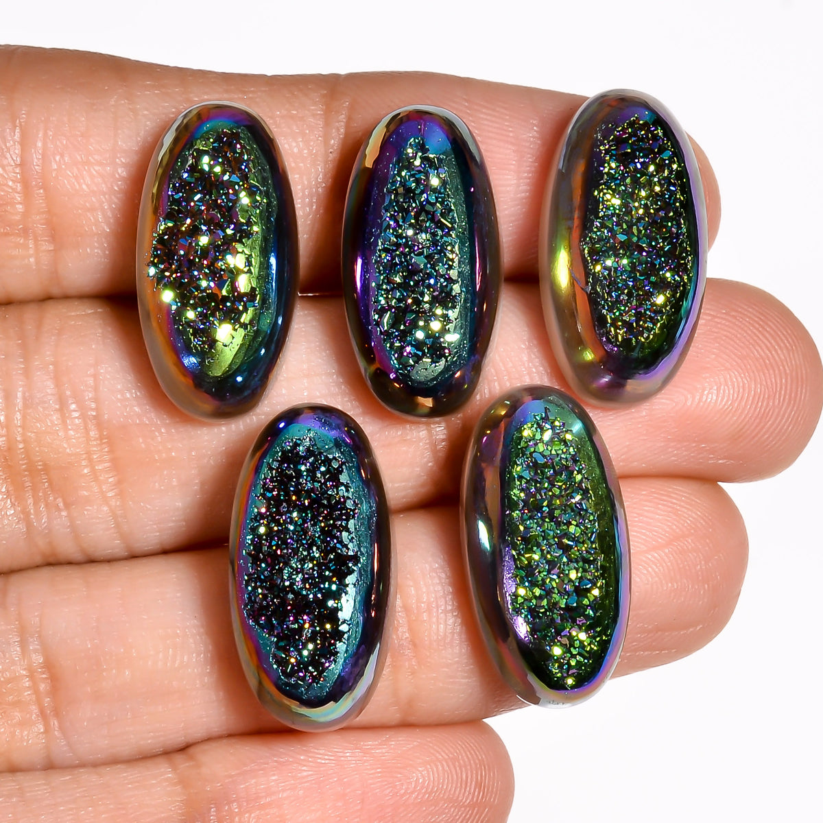 Titanium Druzy Green Oval Window loose gemstone - view 9