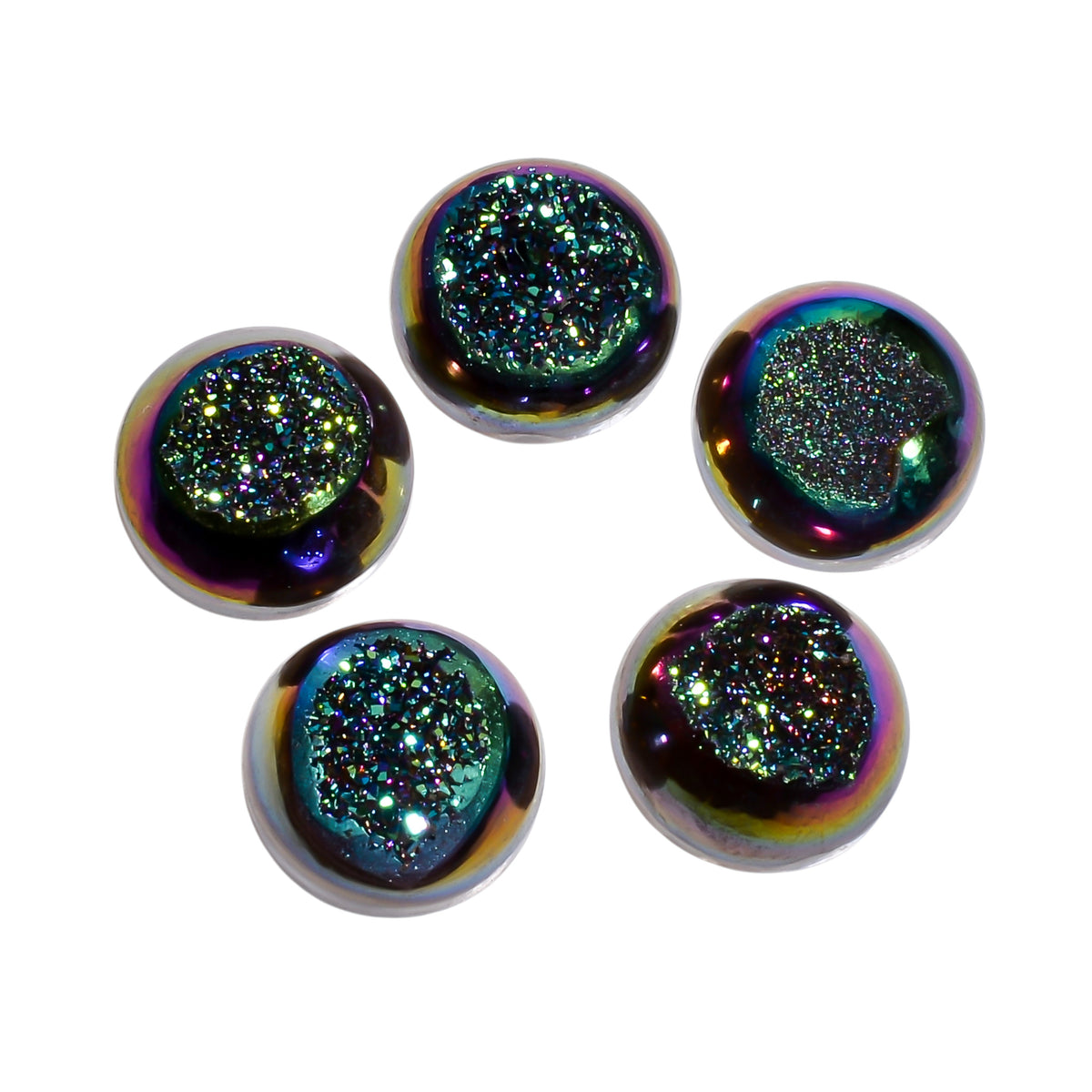 Titanium Druzy Green Round Window loose gemstone - view 1