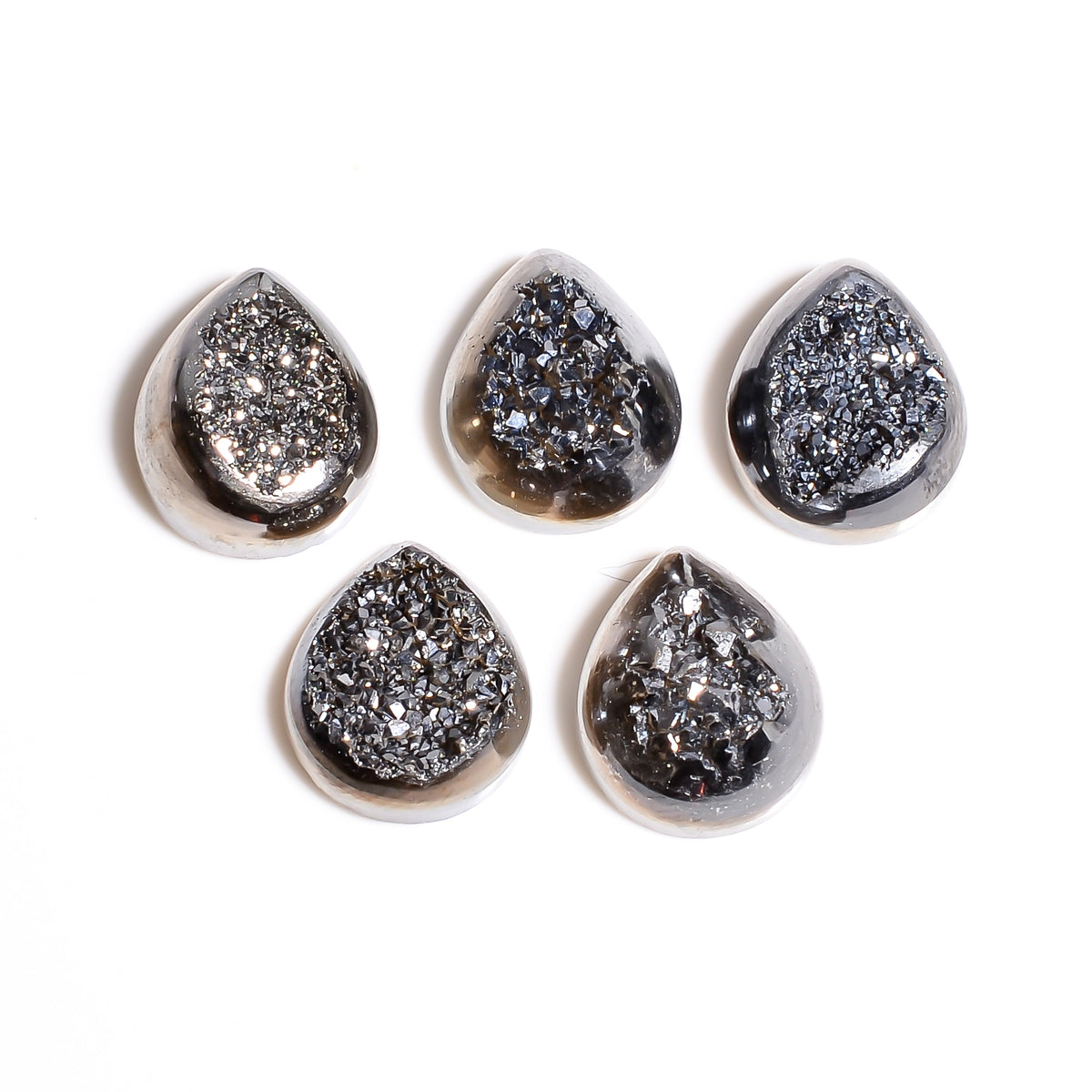 Platinum Titanium Druzy Pear Window loose gemstone - view 2
