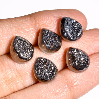 Platinum Titanium Druzy Pear Window loose gemstone - view 3