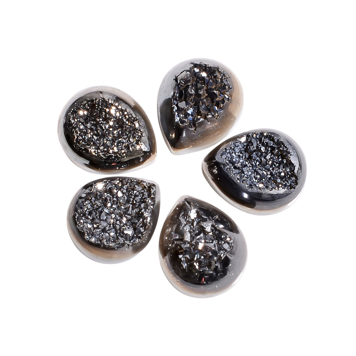 Platinum Titanium Druzy Pear Window loose gemstone - view 1
