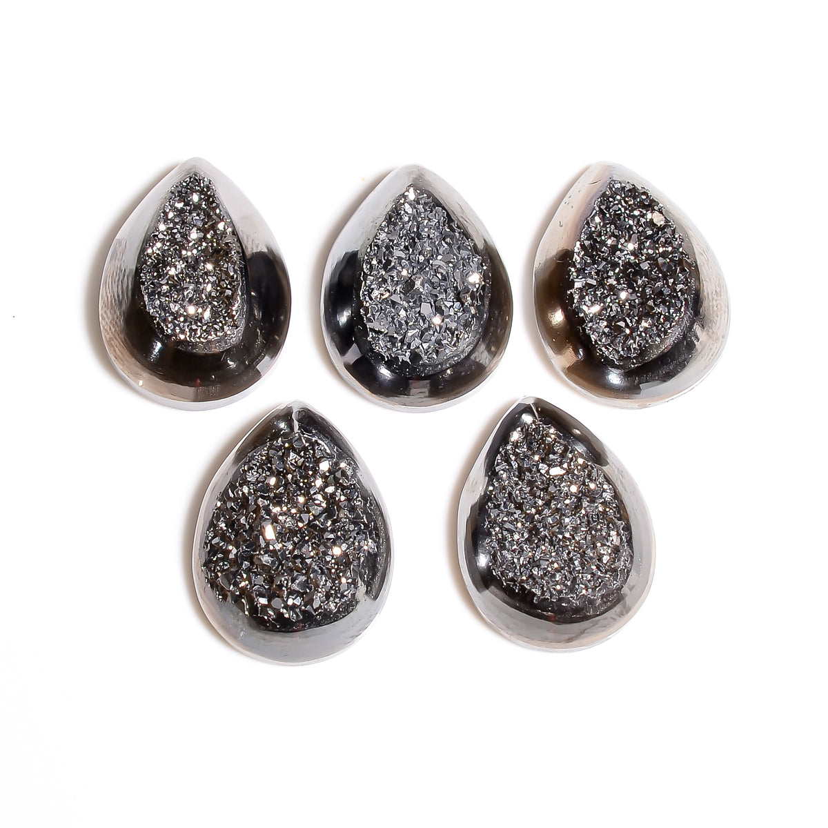 Platinum Titanium Druzy Pear Window loose gemstone - view 5