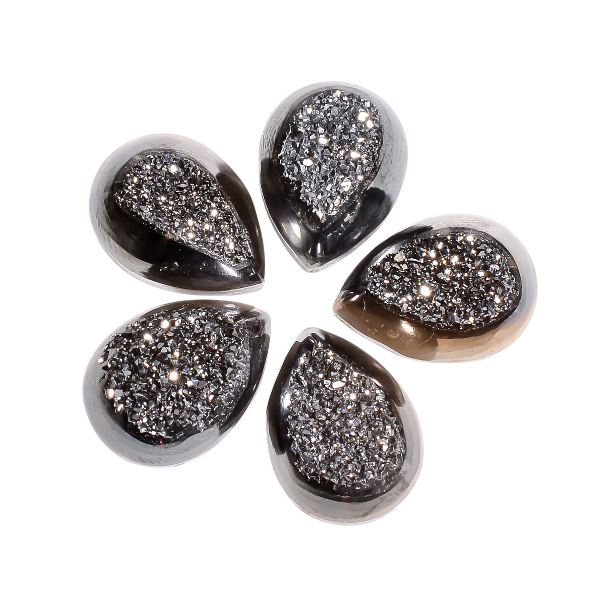 Platinum Titanium Druzy Pear Window loose gemstone - view 4