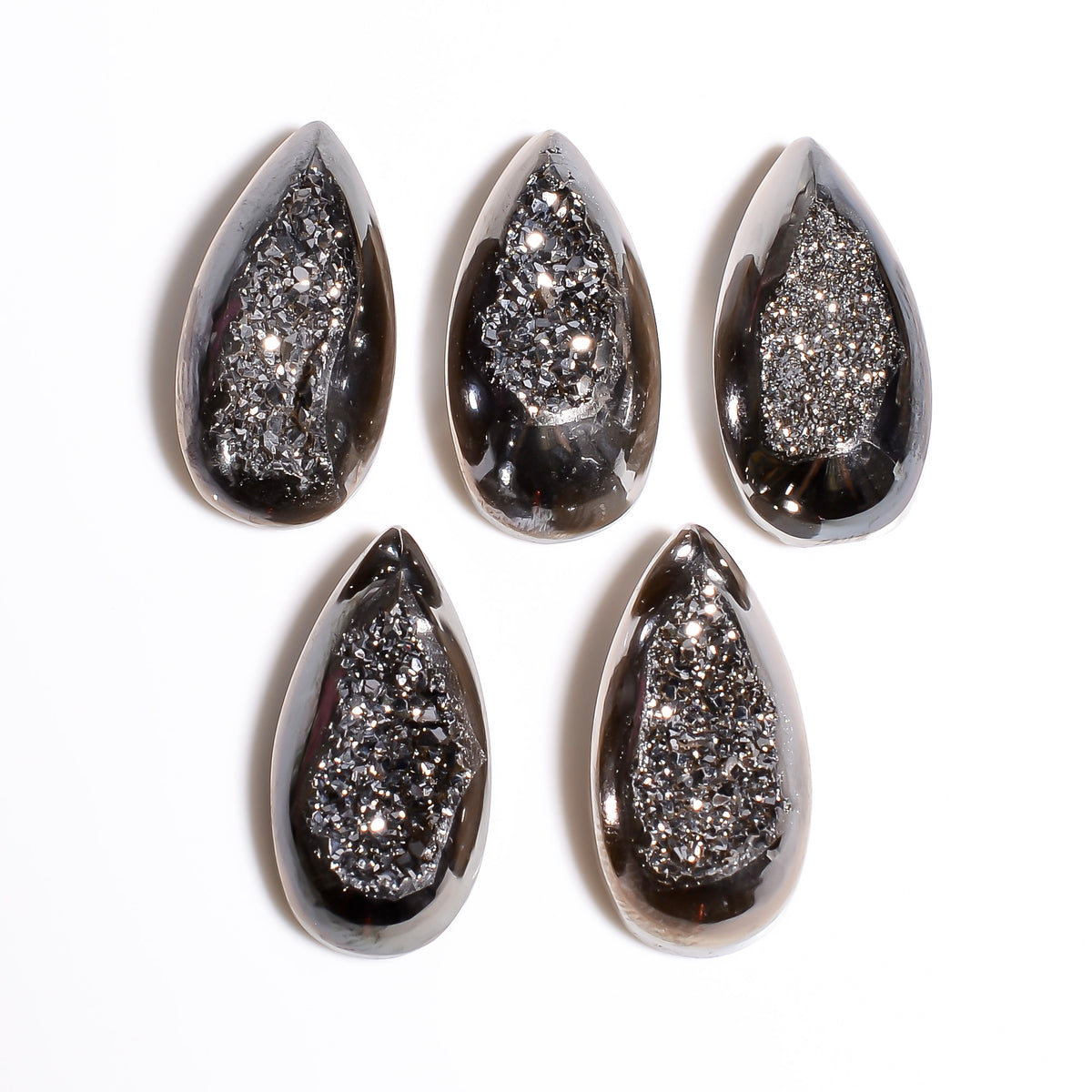 Platinum Titanium Druzy Pear Window loose gemstone - view 8