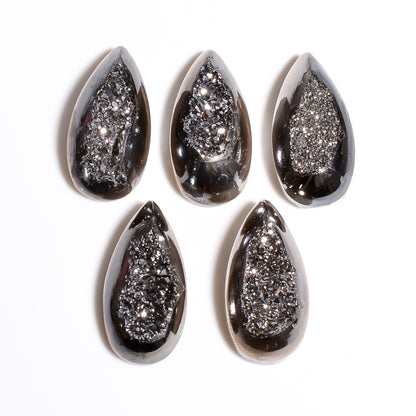 Platinum Titanium Druzy Pear Window loose gemstone - view 8