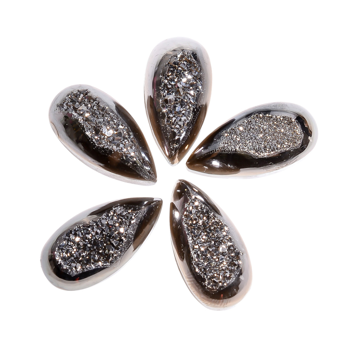 Platinum Titanium Druzy Pear Window loose gemstone - view 7