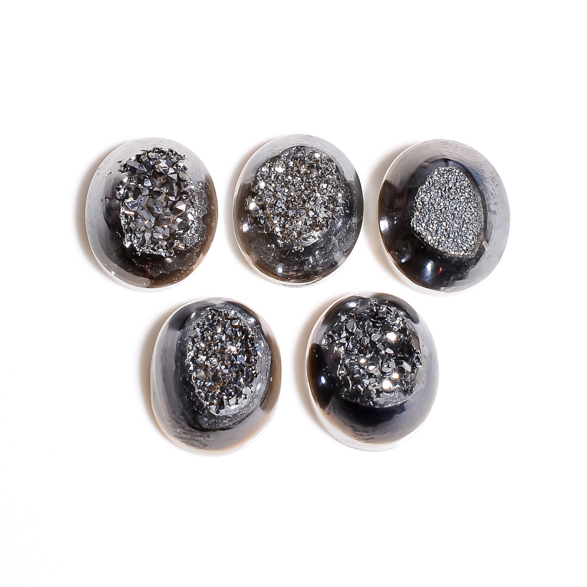 Platinum Titanium Druzy Oval Window loose gemstone - view 2