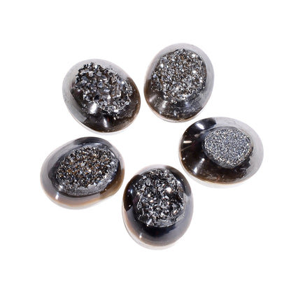 Platinum Titanium Druzy Oval Window loose gemstone - view 1
