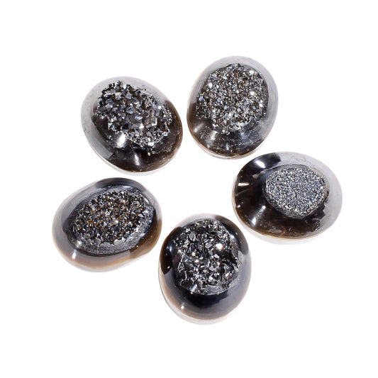 Platinum Titanium Druzy Oval Window loose gemstone - view 1