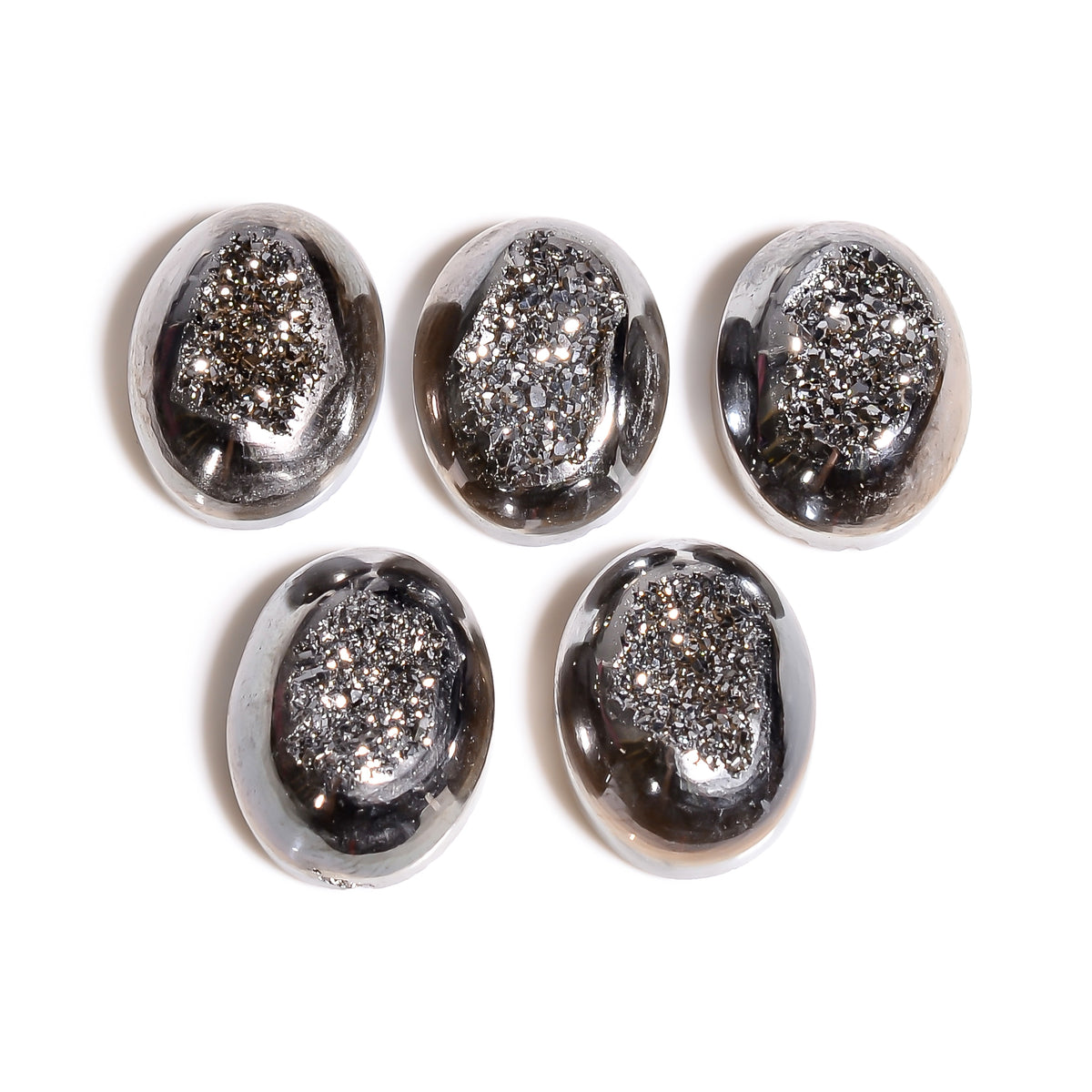 Platinum Titanium Druzy Oval Window loose gemstone - view 5