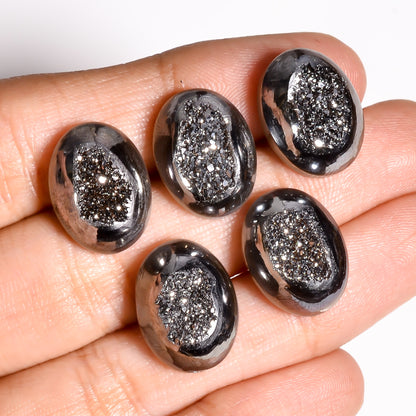 Platinum Titanium Druzy Oval Window loose gemstone - view 6
