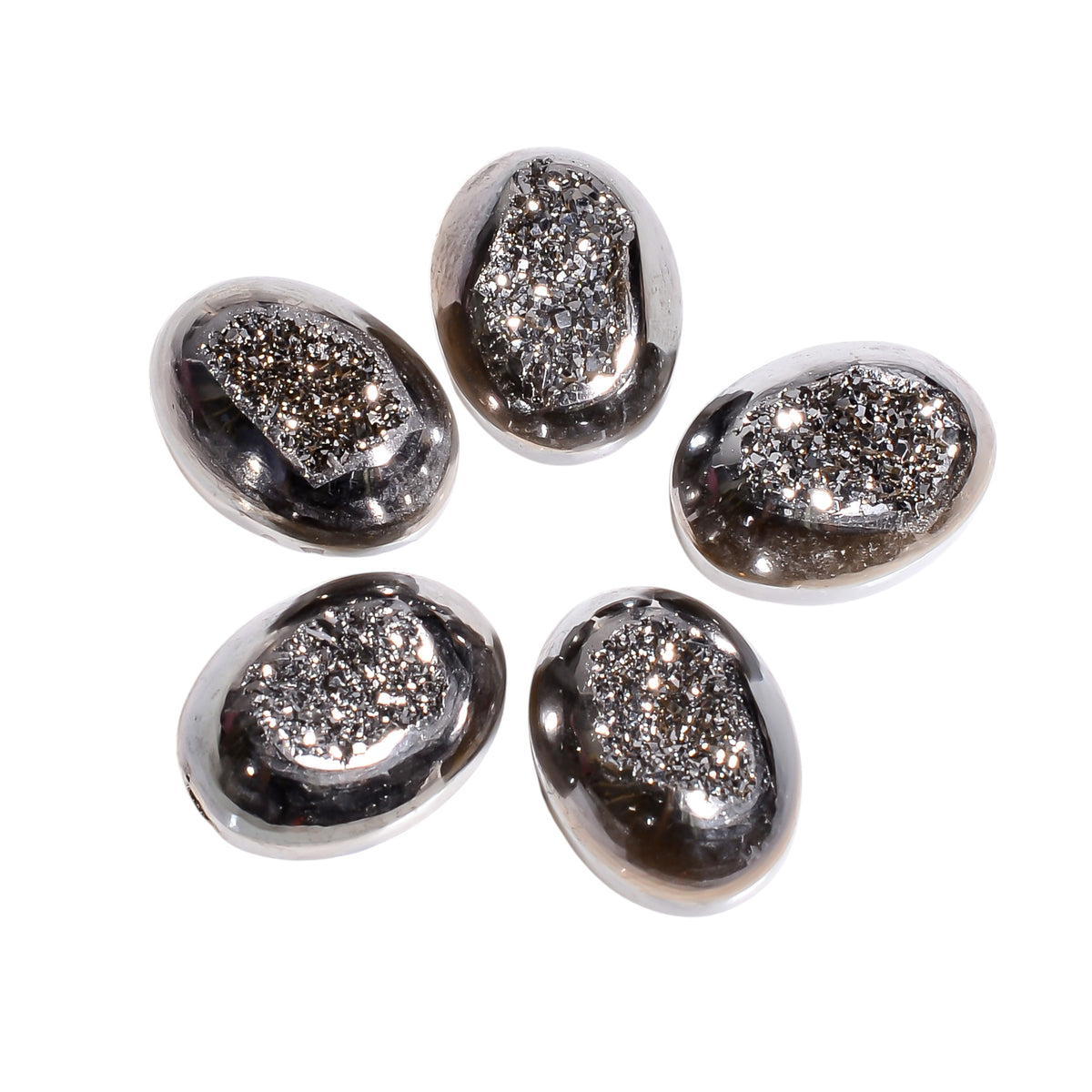 Platinum Titanium Druzy Oval Window loose gemstone - view 4