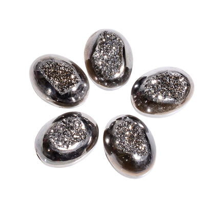 Platinum Titanium Druzy Oval Window loose gemstone - view 4
