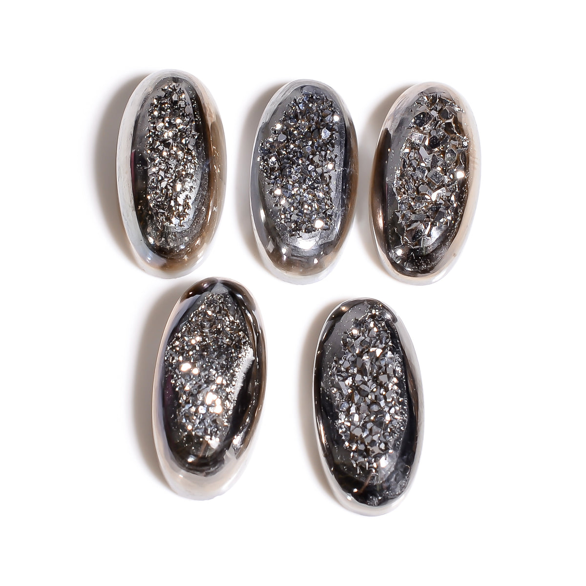 Platinum Titanium Druzy Oval Window loose gemstone - view 8