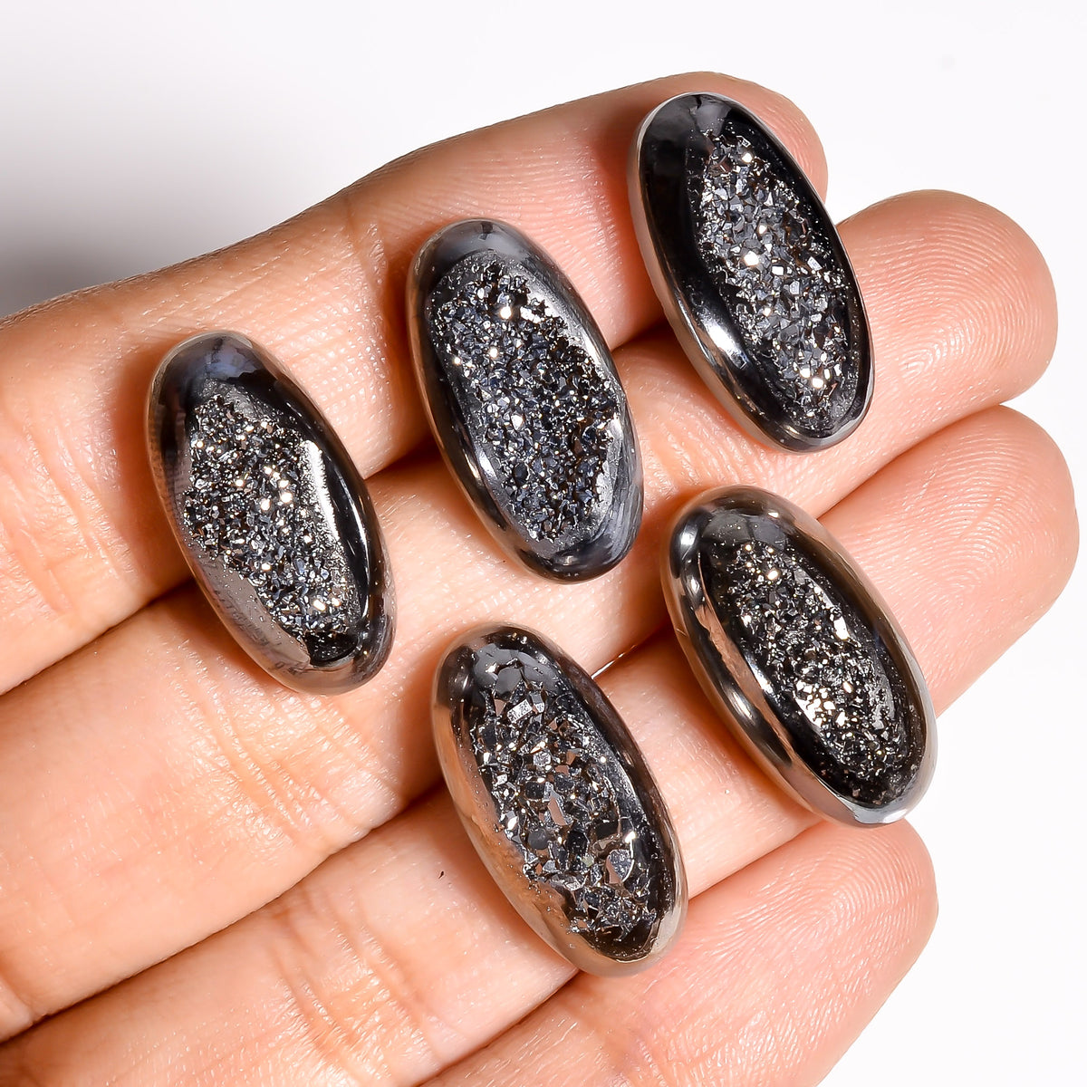 Platinum Titanium Druzy Oval Window loose gemstone - view 9