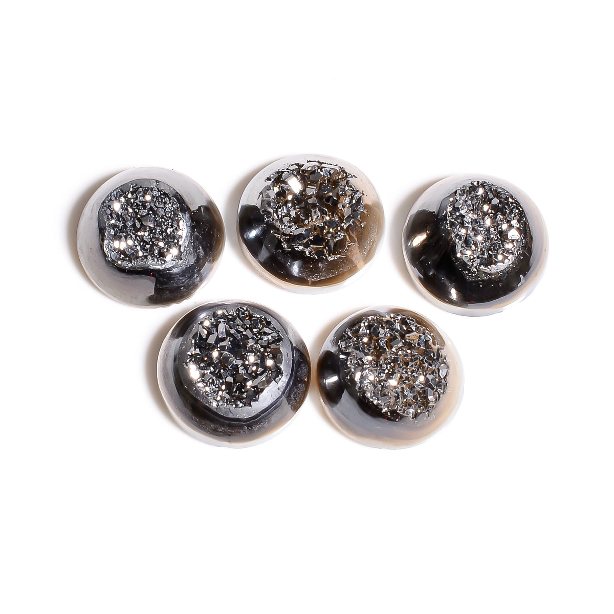 Platinum Titanium Druzy Round Window loose gemstone - view 2