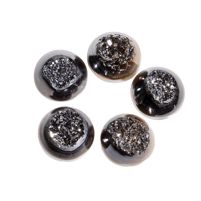 Platinum Titanium Druzy Round Window loose gemstone - view 1